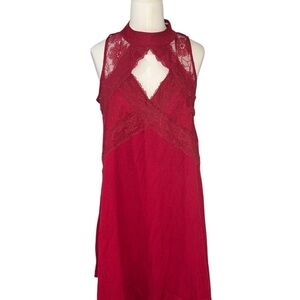Altar'd State Red Lace Chemise with Intricate Detailing